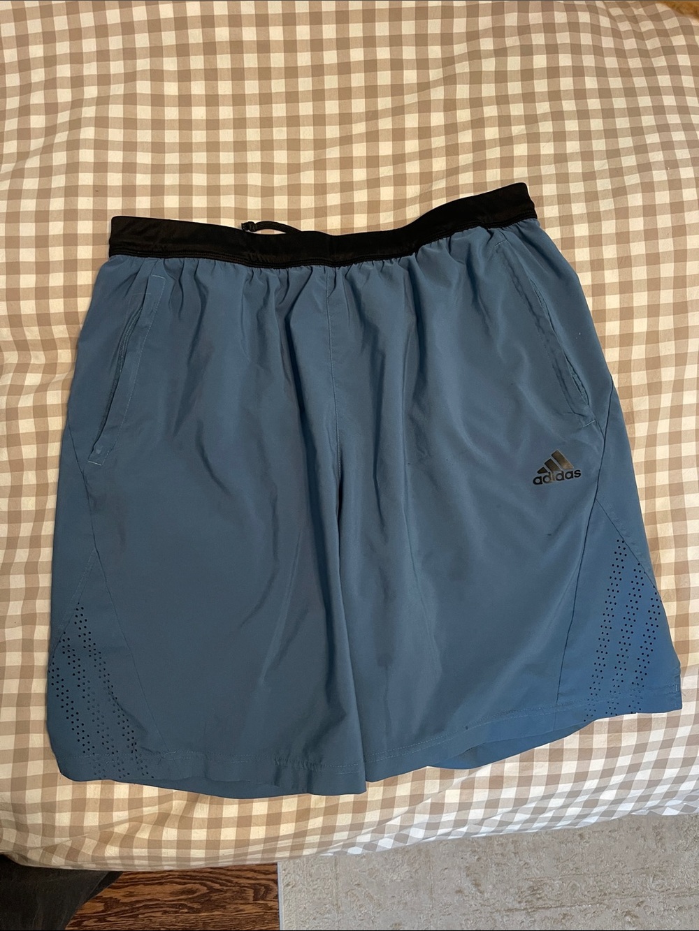 adidas Men’s Slate Blue Athletic Shorts with Black Waistband